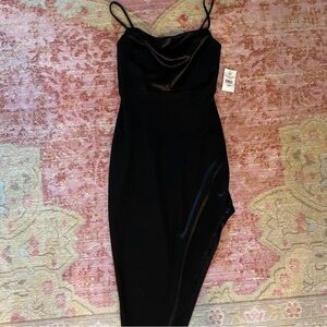 H&M Black Satin Midi Dress